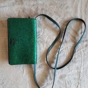 Green Glitter Coach Clutch with Shoulder Strap